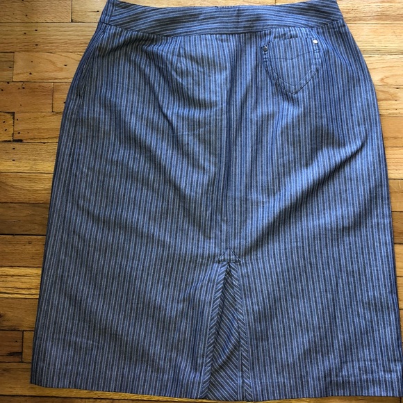 💙HARVÉ BERNARD💙STRIPED DENIM MIDI SKIRT💙 - Picture 4 of 8